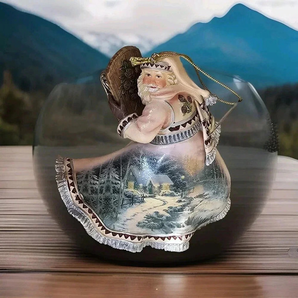 Thomas Kinkade Ashton Drake Christmas Ornament Winter Path Of Welcome Santa 2003 - Picture 2 of 9